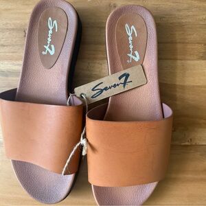 Seven7 Women's Brown Slide Sandals